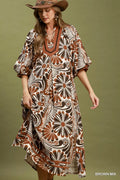 Women's Abstract Print Midi Dress