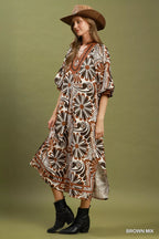 Women's Abstract Print Midi Dress