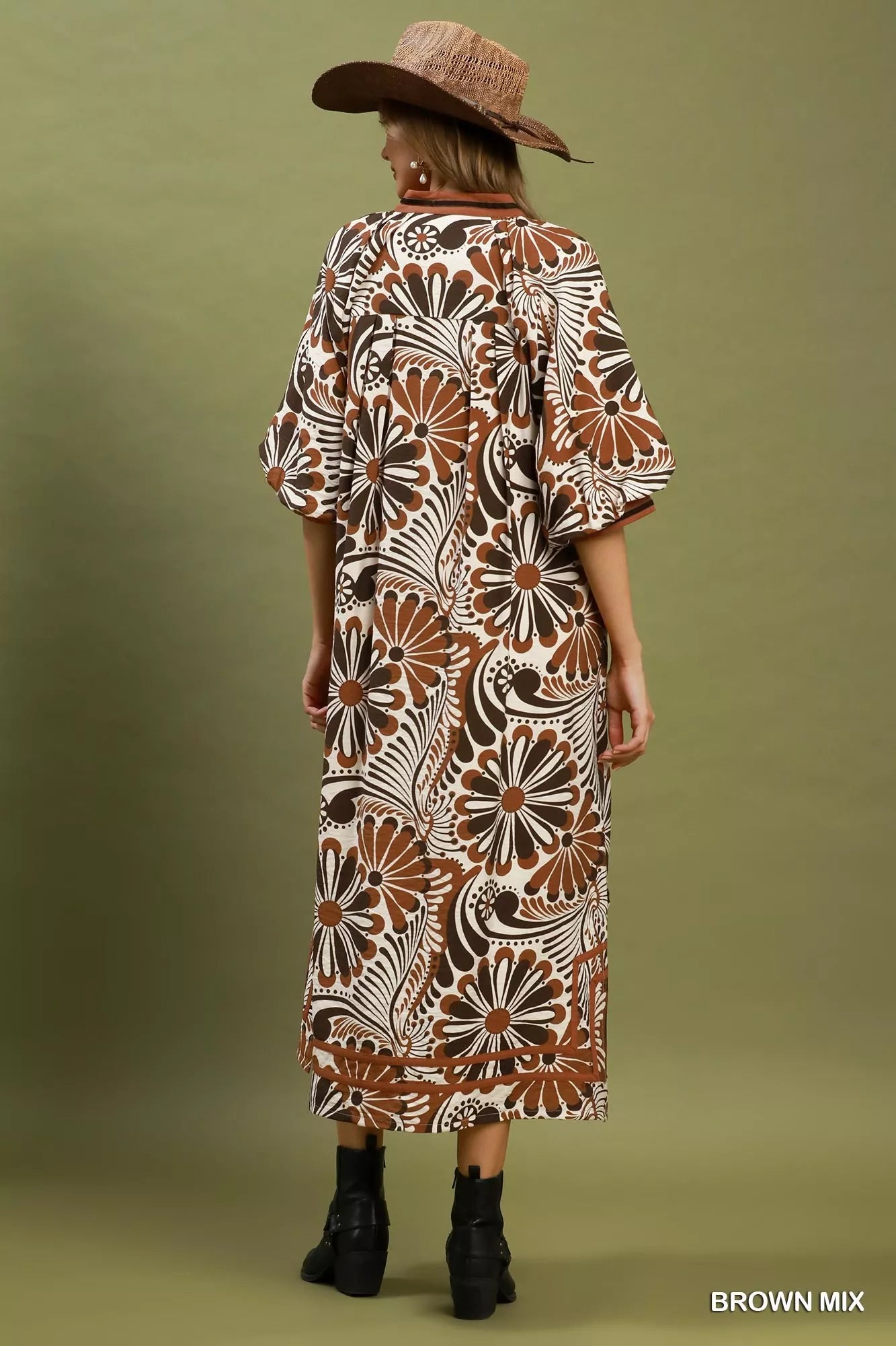 Women's Abstract Print Midi Dress