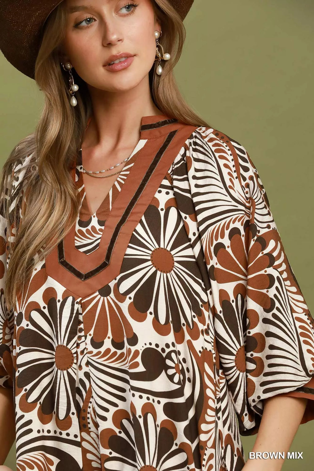 Women's Abstract Print Midi Dress