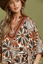 Women's Abstract Print Midi Dress
