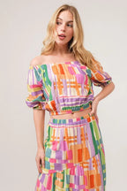 Women's Asymmetric Geo Print Tiered Maxi Skirt