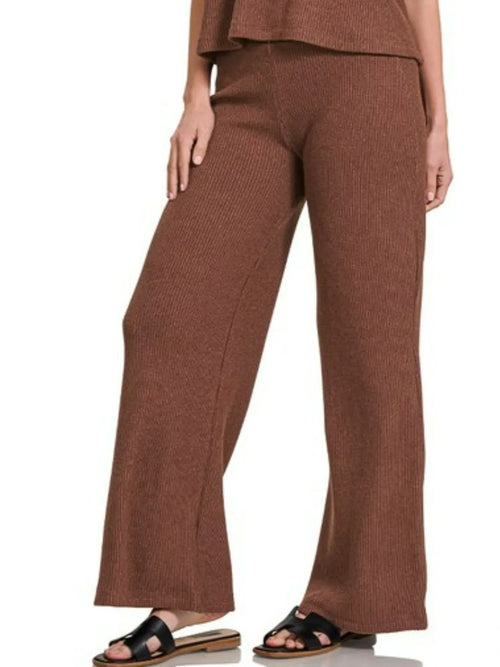 Women's Boxy Knit Top and Wide-Leg Pants Set