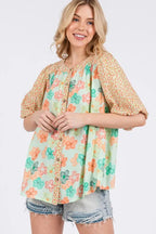 Women's Bubble-Sleeve Button-Front Shirt