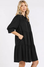 Women's Button-Front Tiered Shirt Dress