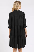 Women's Button-Front Tiered Shirt Dress