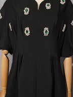 Women's Embellished Puff-Sleeve Midi Dress