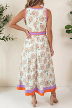 Women's Floral Color-Block Belted Dress