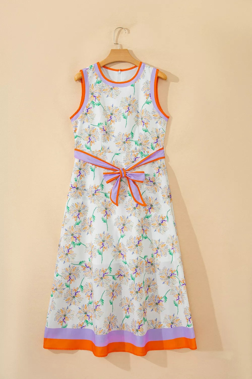 Women's Floral Color-Block Belted Dress