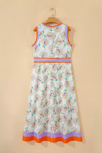 Women's Floral Color-Block Belted Dress