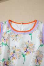 Women's Floral Color-Block Belted Dress