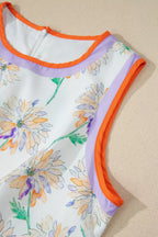 Women's Floral Color-Block Belted Dress