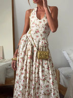 Women's Floral Halter-Neck Midi Dress