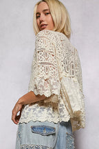 Women's Floral Lace Crochet Tie Cardigan