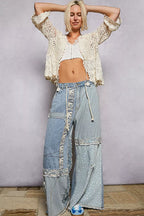 Women's Floral Lace Crochet Tie Cardigan