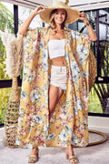 Women's Floral Side-Slit Longline Cardigan