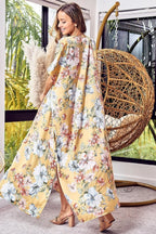 Women's Floral Side-Slit Longline Cardigan