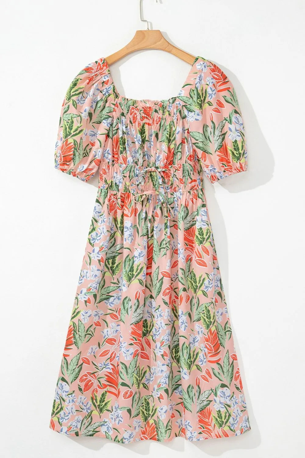 Women's Floral Smocked Square-Neck Midi Dress