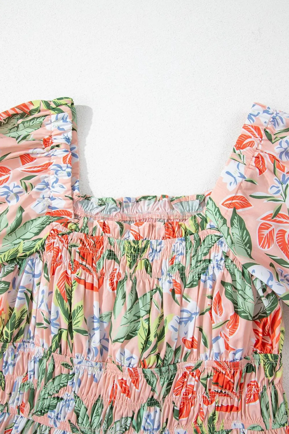 Women's Floral Smocked Square-Neck Midi Dress