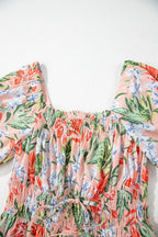 Women's Floral Smocked Square-Neck Midi Dress
