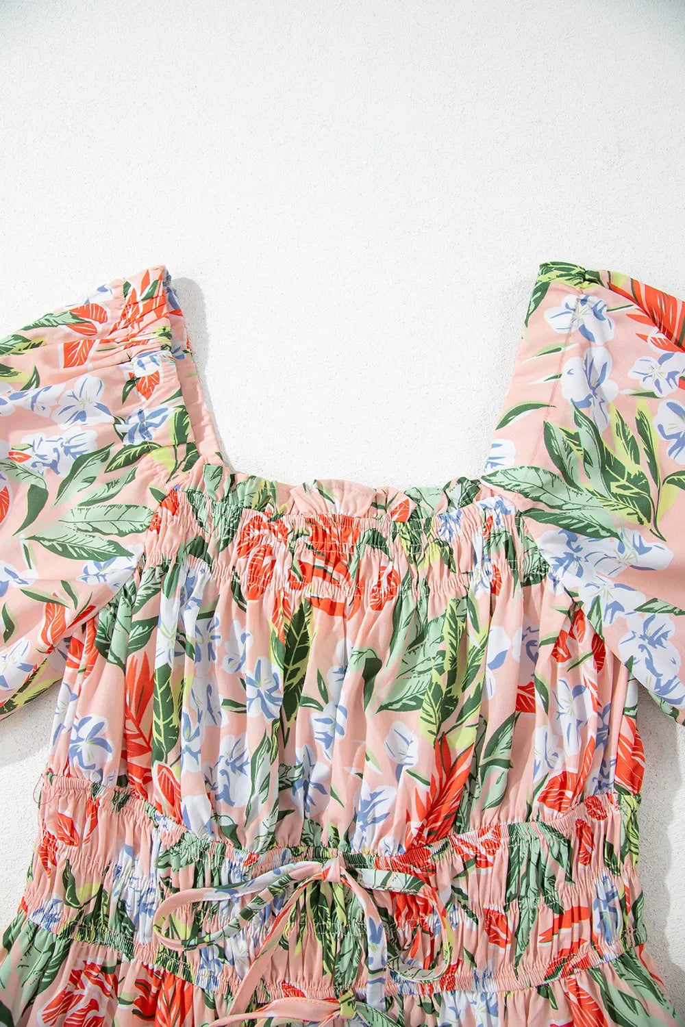 Women's Floral Smocked Square-Neck Midi Dress