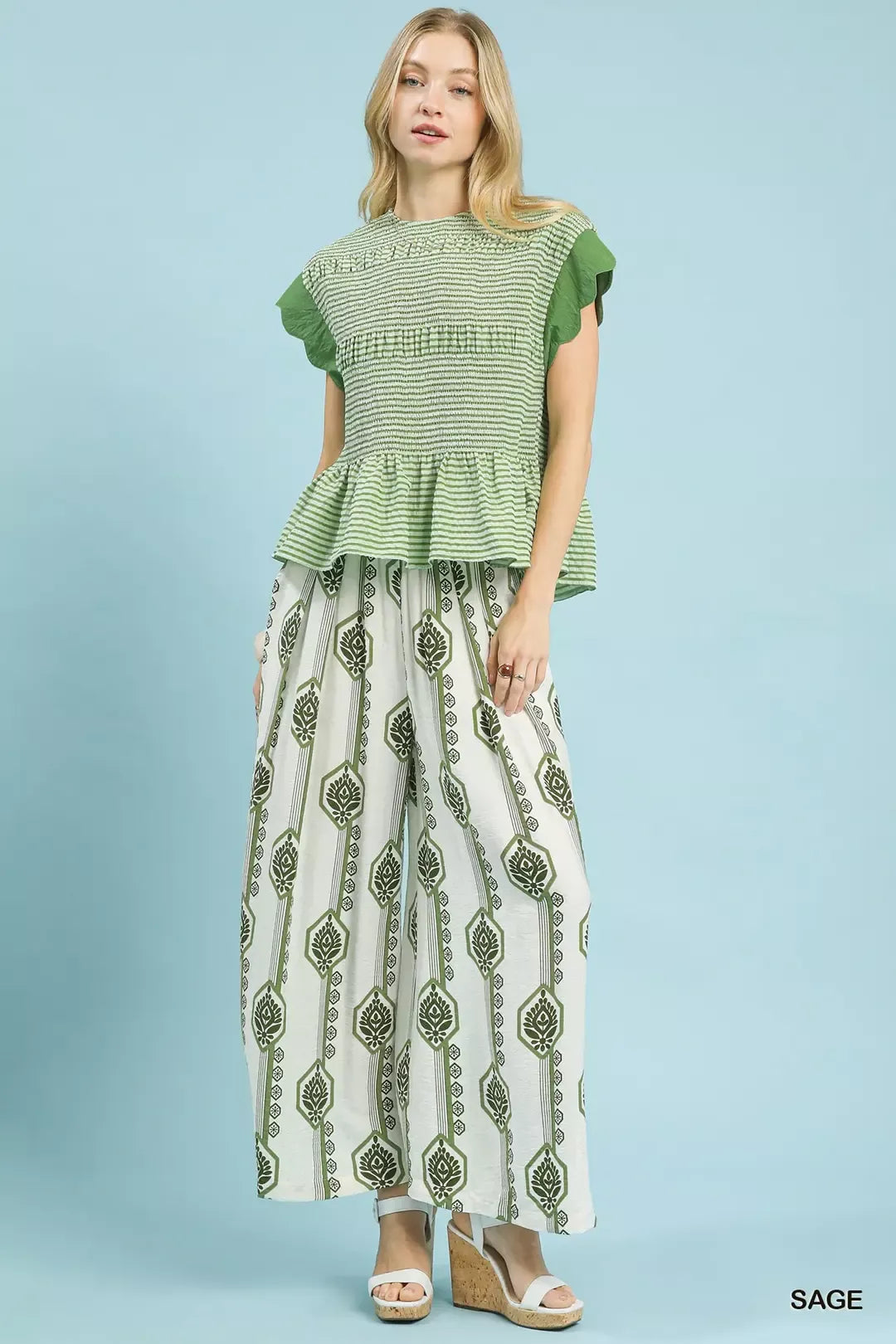 Women's Geometric Boho Wide-Leg Pants