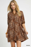 Women's Leopard Contrast-Trim Mini Dress