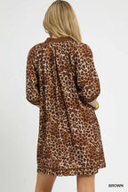 Women's Leopard Contrast-Trim Mini Dress