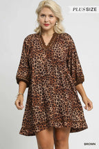 Women's Leopard Contrast-Trim Mini Dress