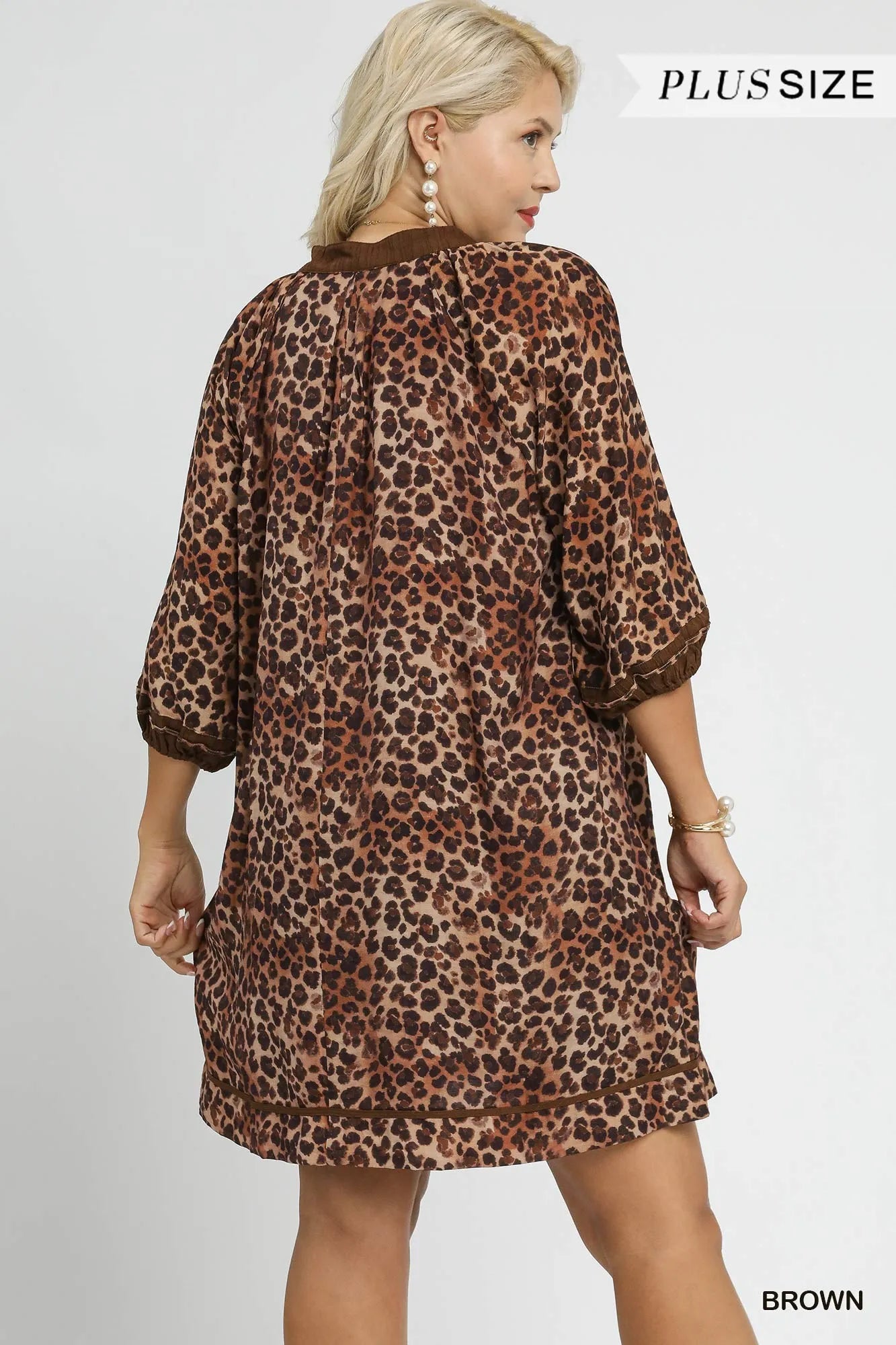 Women's Leopard Contrast-Trim Mini Dress