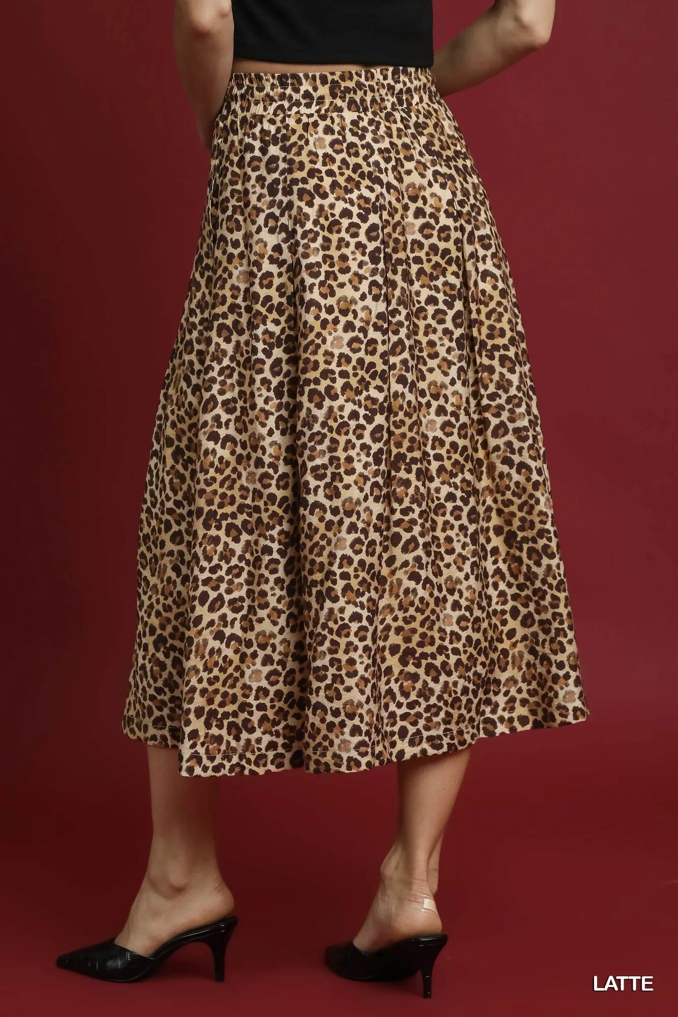 Women's Leopard Drawstring Midi Skirt