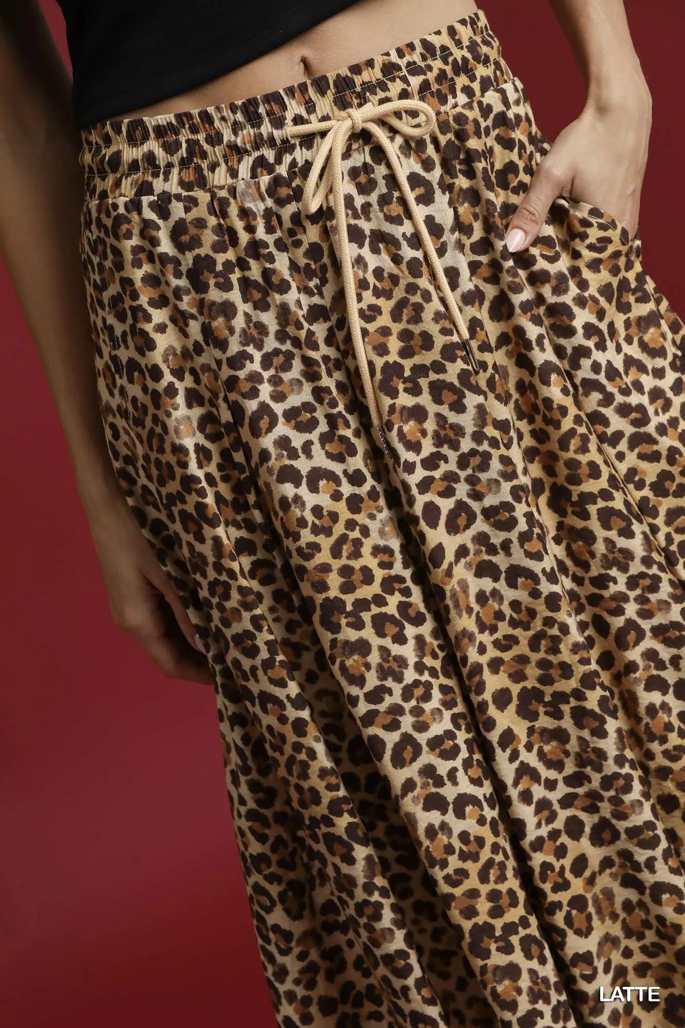 Women's Leopard Drawstring Midi Skirt