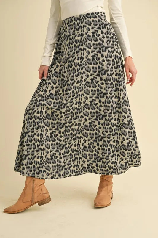 Women's Leopard Print Midi Skirt