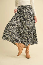 Women's Leopard Print Midi Skirt