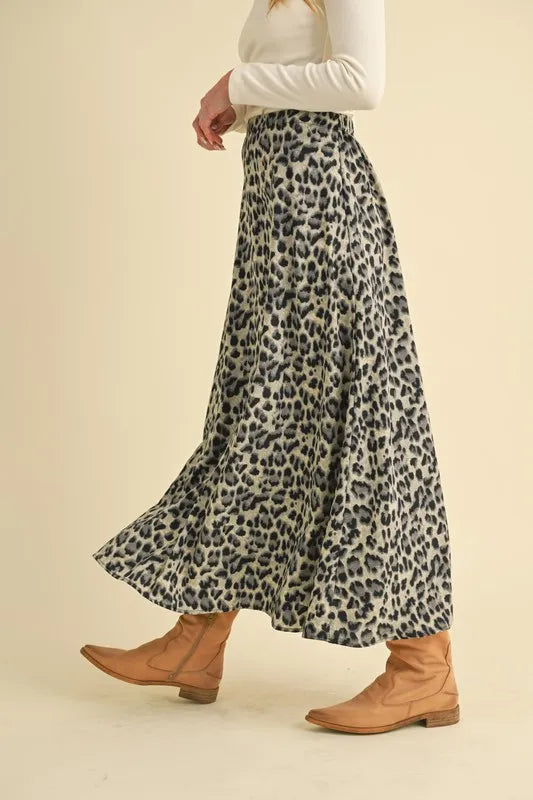 Women's Leopard Print Midi Skirt