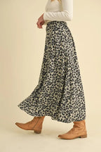 Women's Leopard Print Midi Skirt