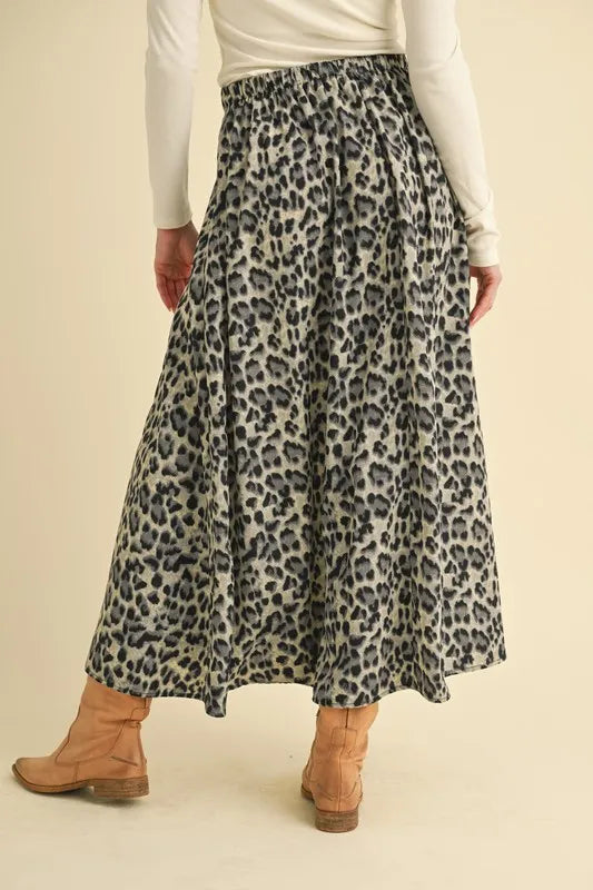 Women's Leopard Print Midi Skirt