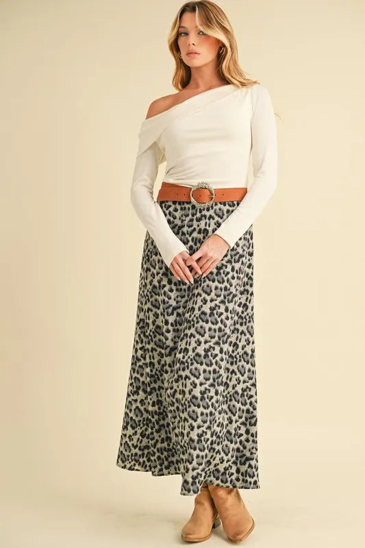 Women's Leopard Print Midi Skirt