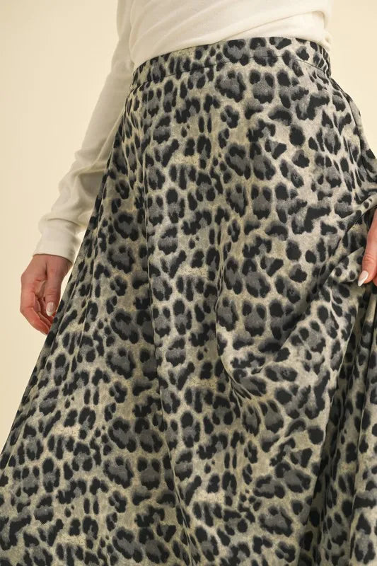 Women's Leopard Print Midi Skirt