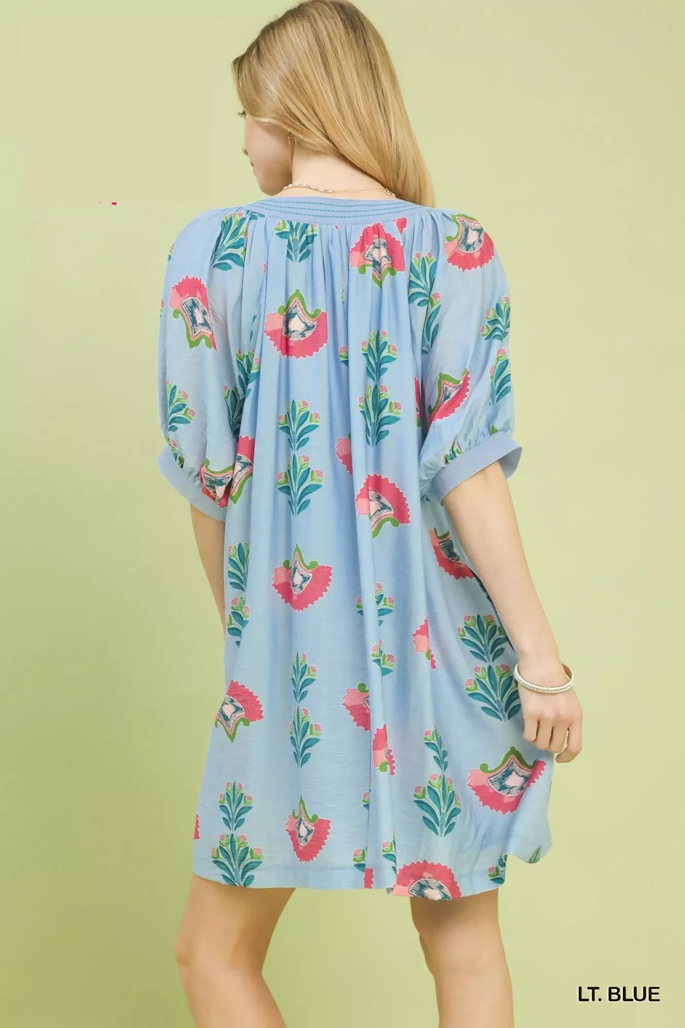 Women's Light Blue Abstract Print Mini Dress