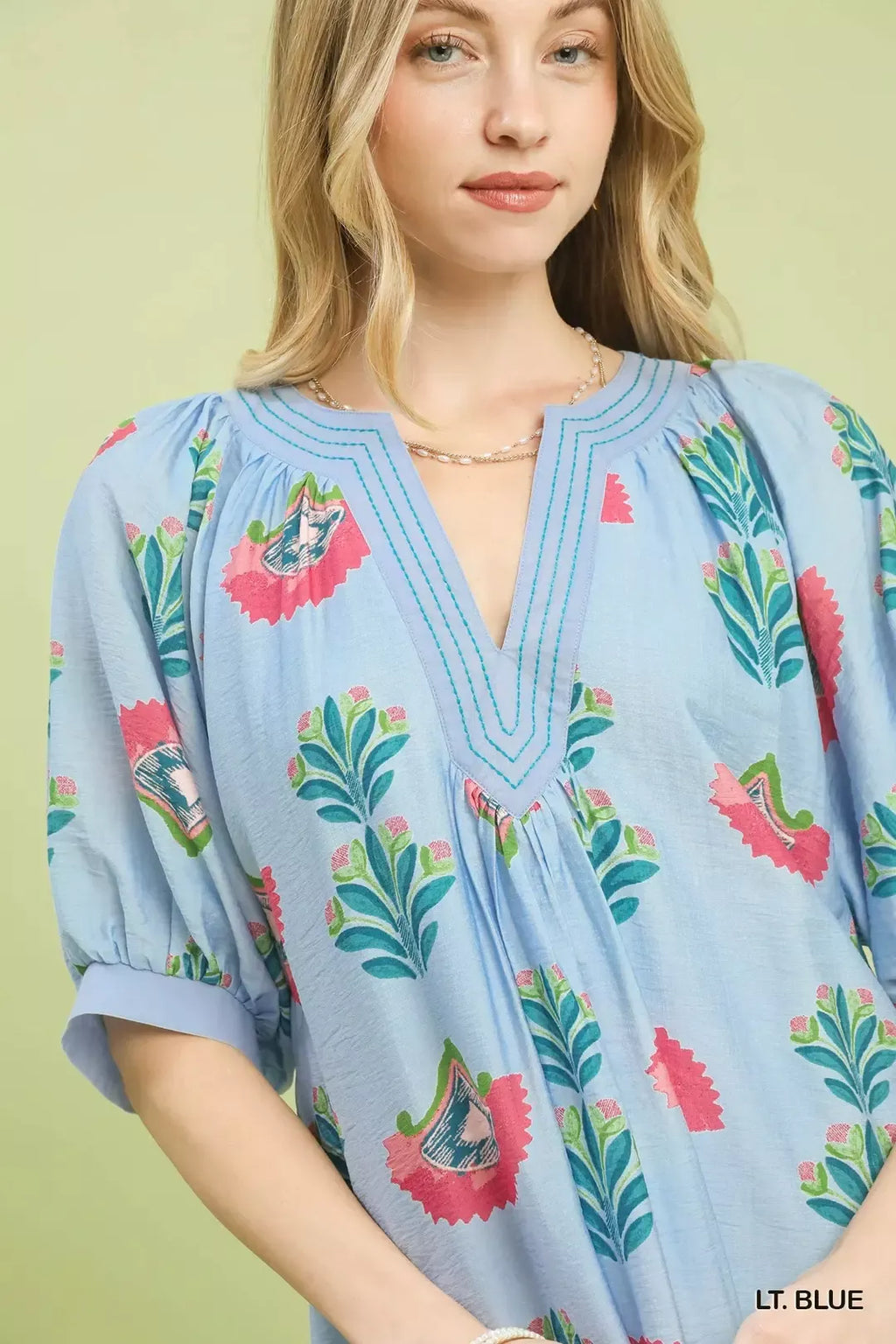Women's Light Blue Abstract Print Mini Dress