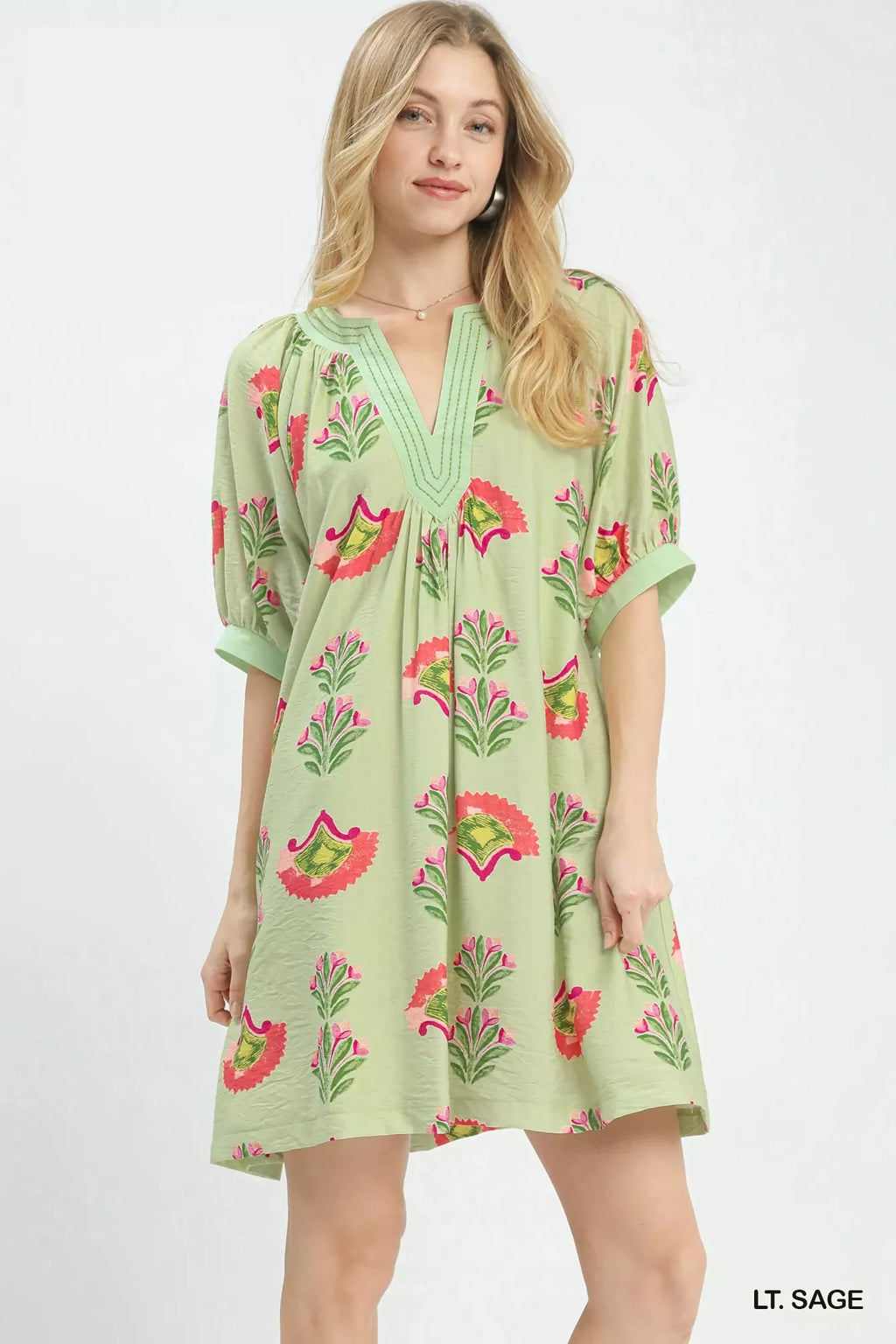 Women's Light Sage Abstract Print Mini Dress