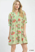 Women's Light Sage Abstract Print Mini Dress