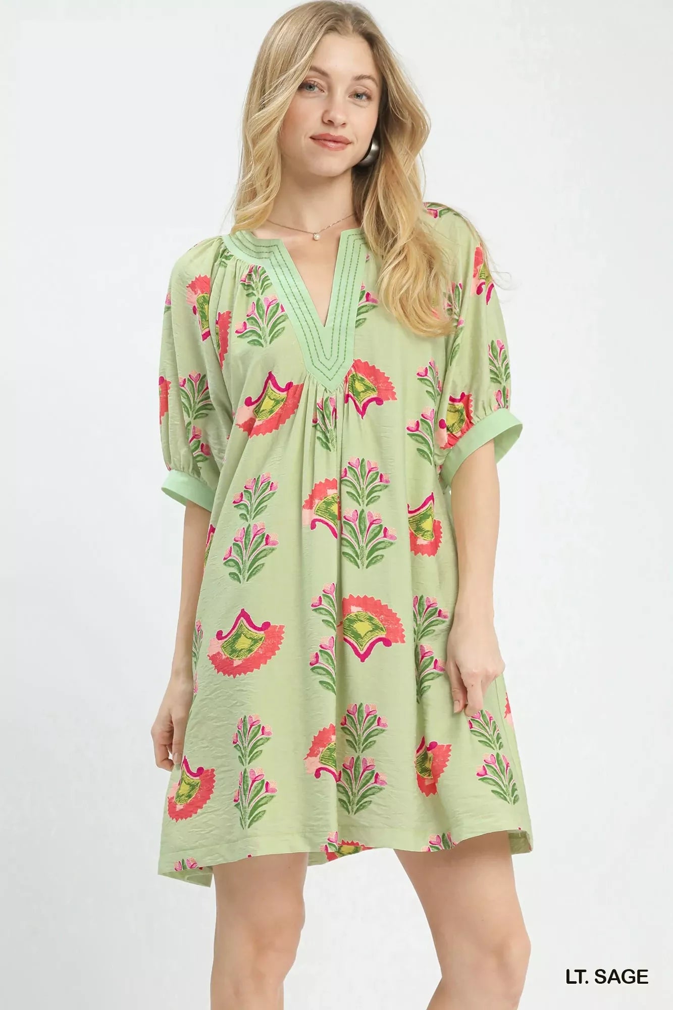 Women's Light Sage Abstract Print Mini Dress
