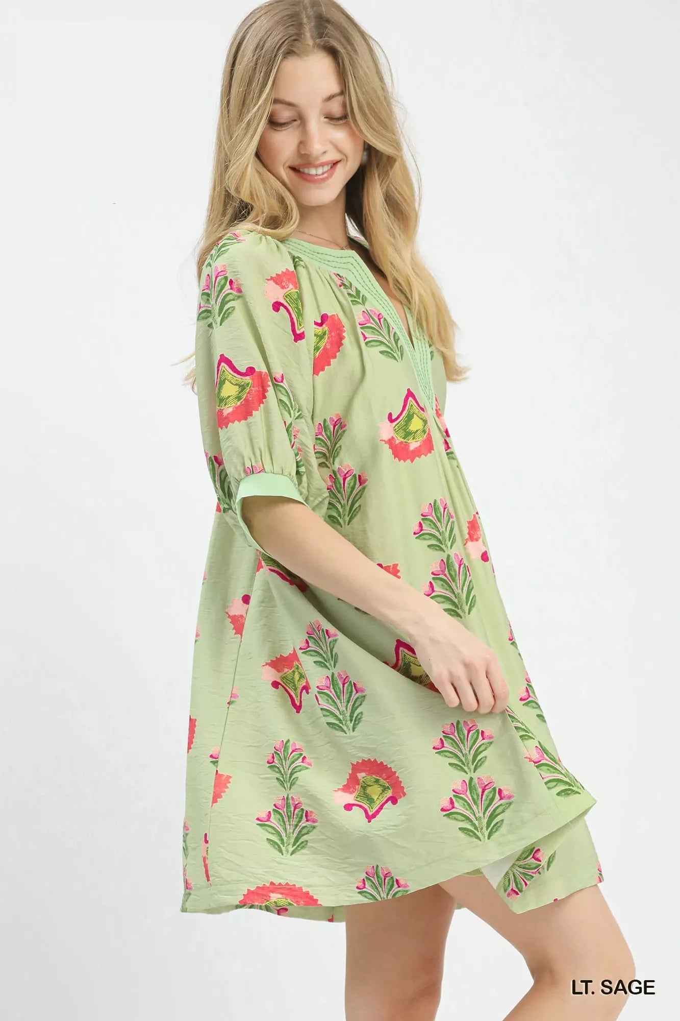 Women's Light Sage Abstract Print Mini Dress