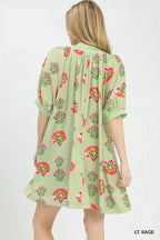 Women's Light Sage Abstract Print Mini Dress