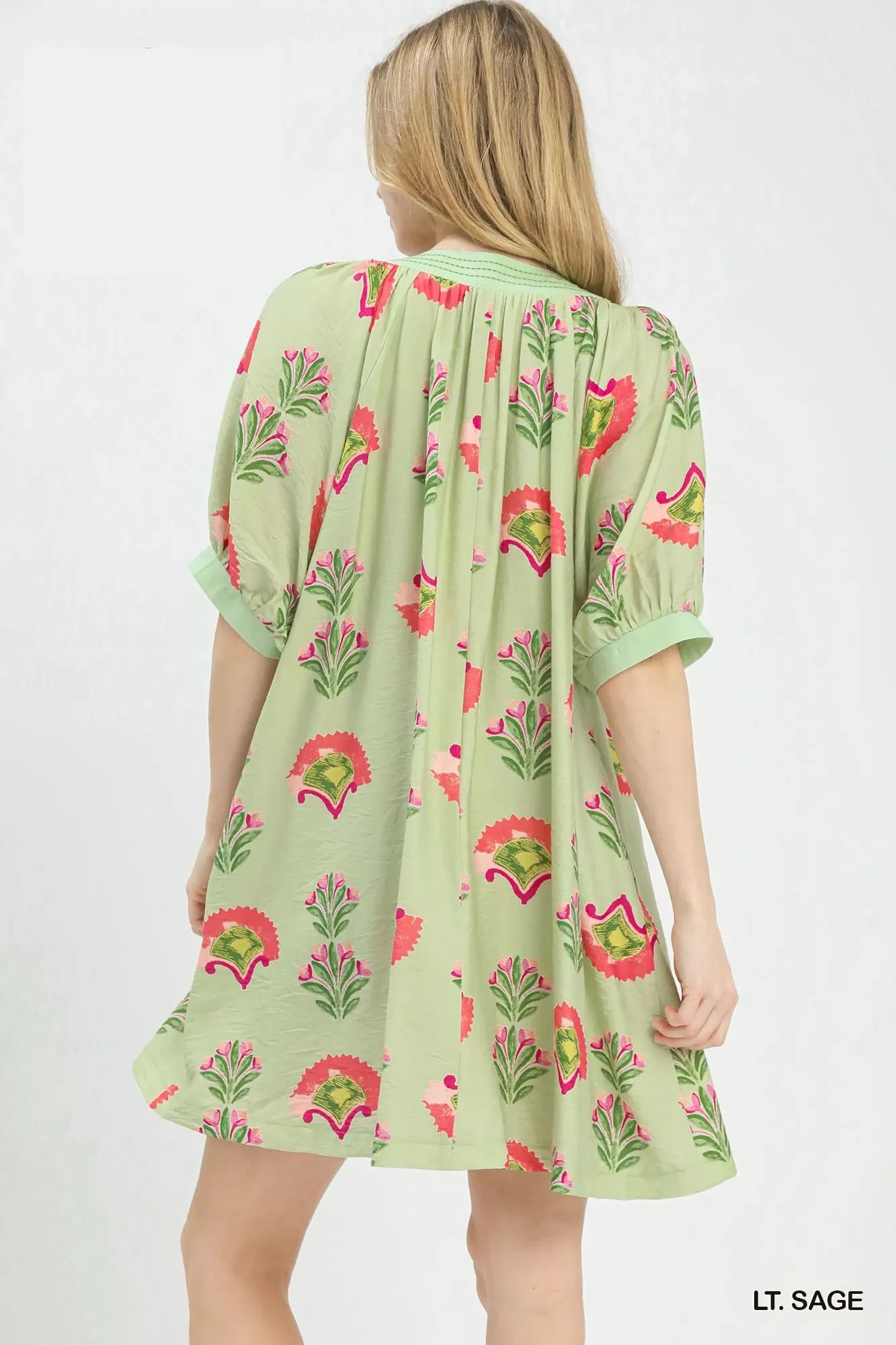 Women's Light Sage Abstract Print Mini Dress