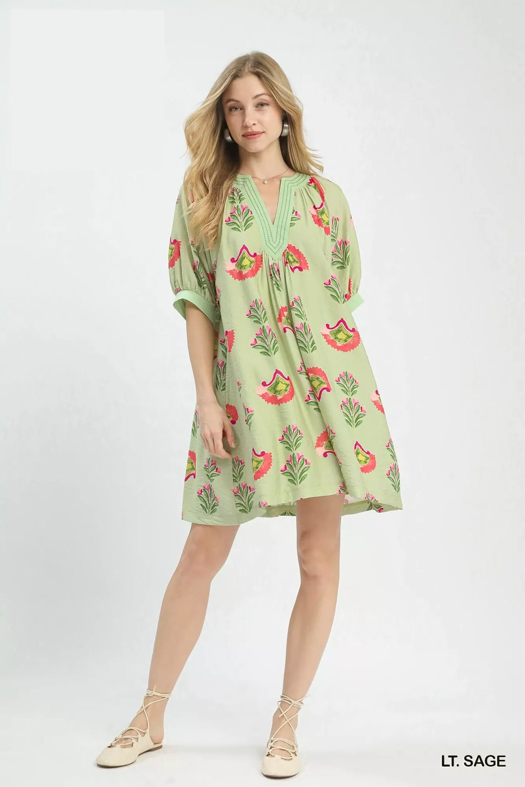 Women's Light Sage Abstract Print Mini Dress