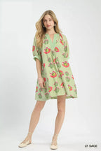 Women's Light Sage Abstract Print Mini Dress