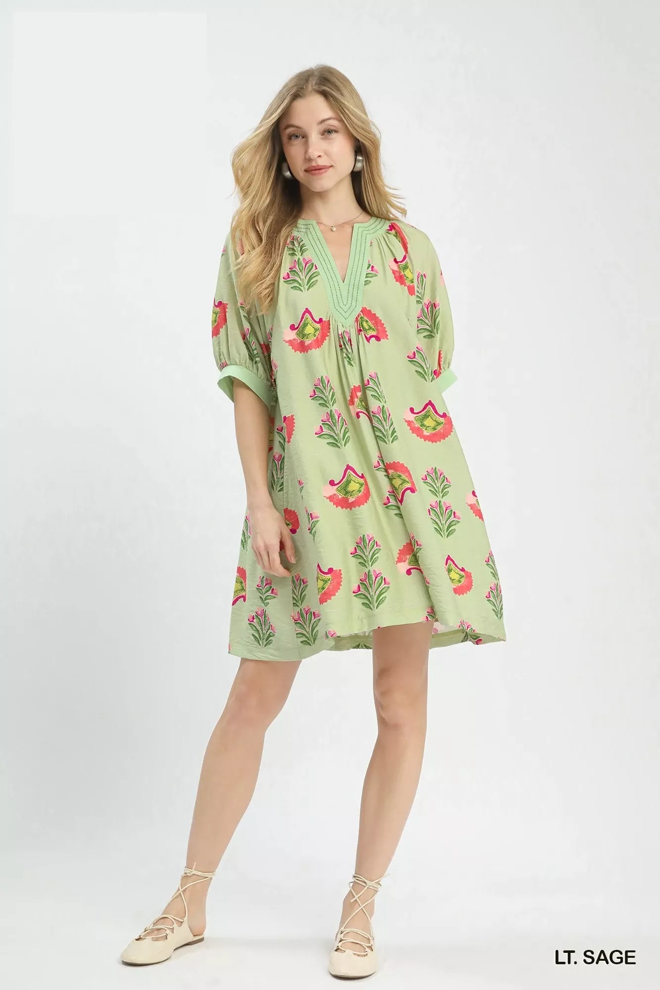 Women's Light Sage Abstract Print Mini Dress
